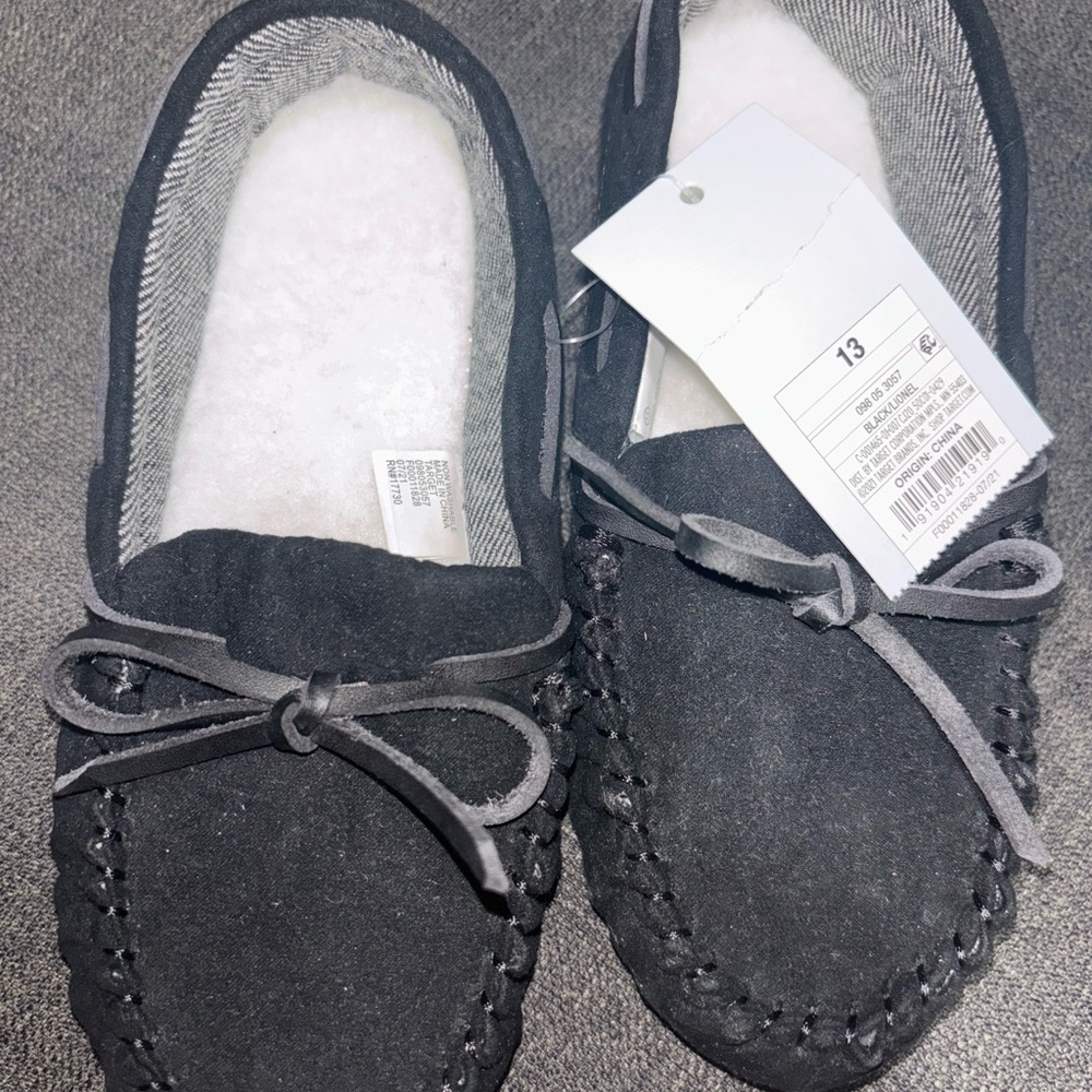 Black Suede Moccasin Slippers ( target brand )